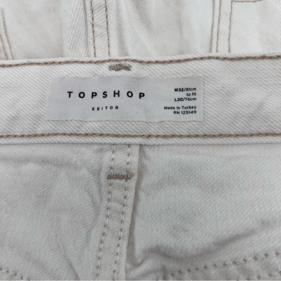 Topshop White Cropped Ankle Button Fly High Rise Raw Hem Jeans Size 32 Women’s - Picture 2 of 7